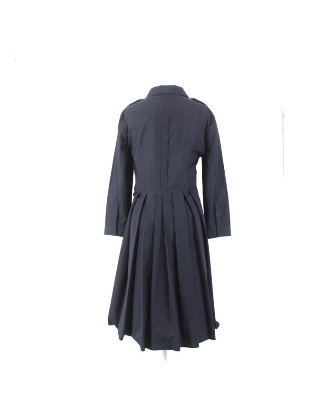 Burberry Dress Sz 12 Navy Blue Pockets Pleated Collared 100% Cotton Dress - Picture 7 of 16